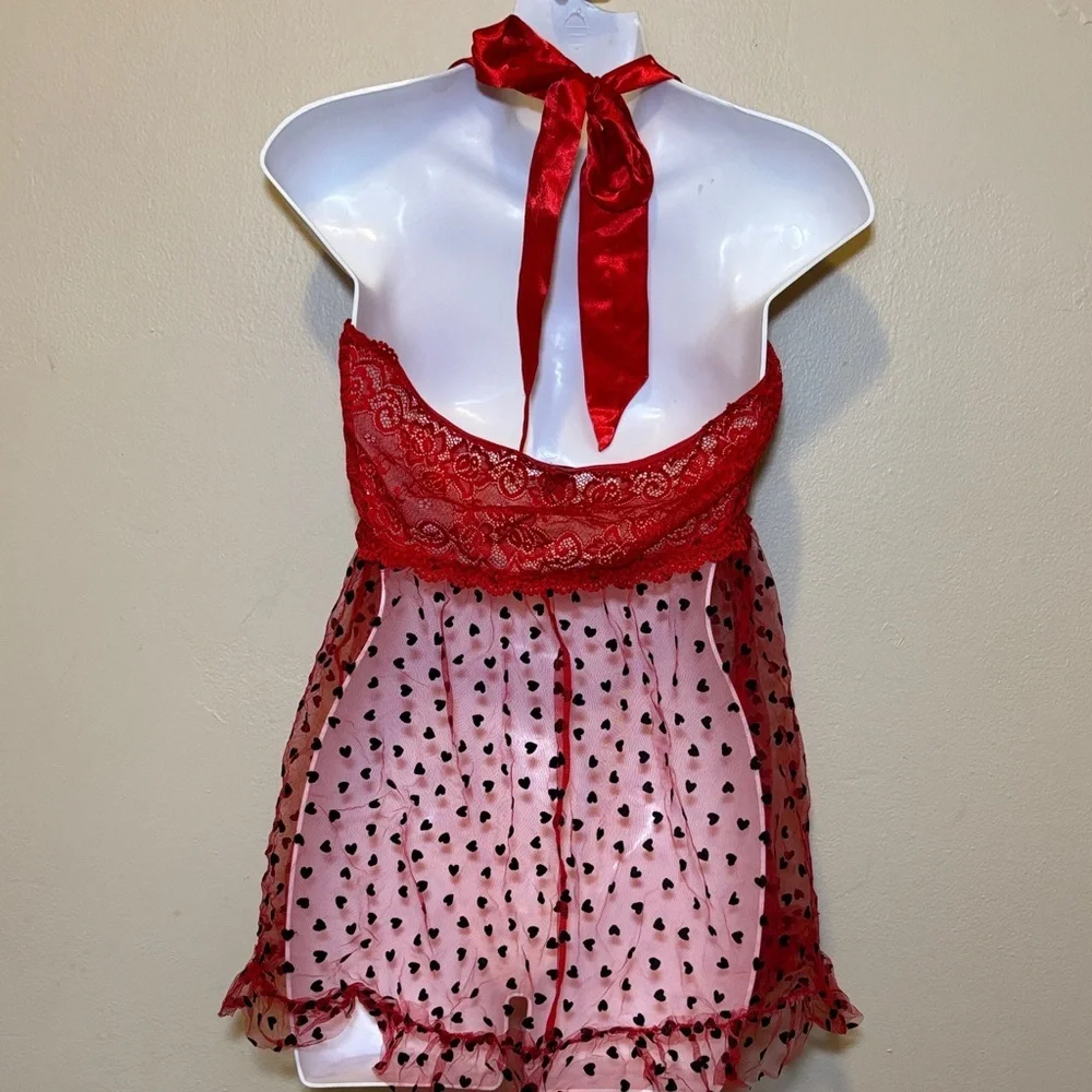 Dreamgirl Red and Black Lace Chemise